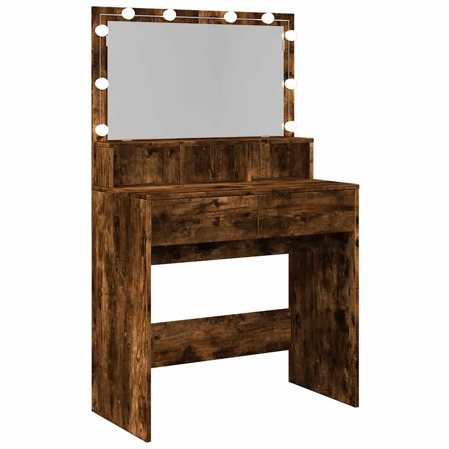 Coiffeuse avec LED chêne fumé 80x41x134,5 cm - 8