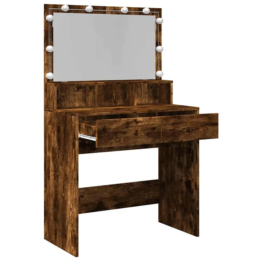 Coiffeuse avec LED chêne fumé 80x41x134,5 cm - 9