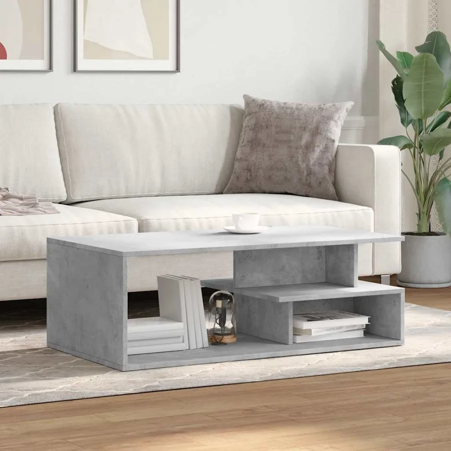 Table basse gris béton 102x55x35 cm bois d'ingénierie - 3