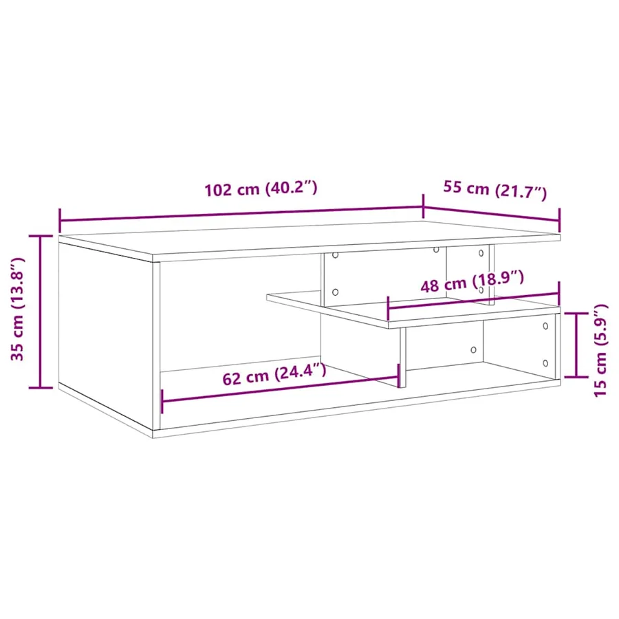 Table basse gris béton 102x55x35 cm bois d'ingénierie - 9