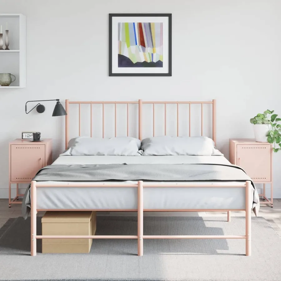 Tables de chevet 2 pcs rose 36x39x60,5 cm acier - 3