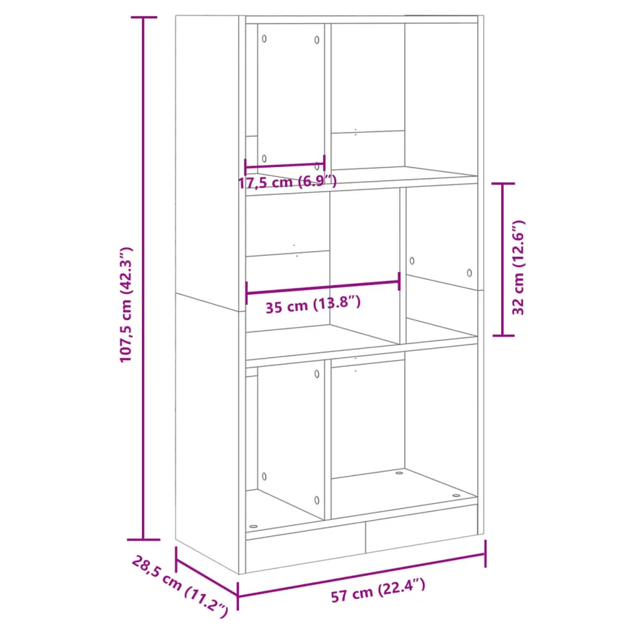 Bibliothèque chêne sonoma 57x28,5x107,5 cm bois d'ingénierie - 9