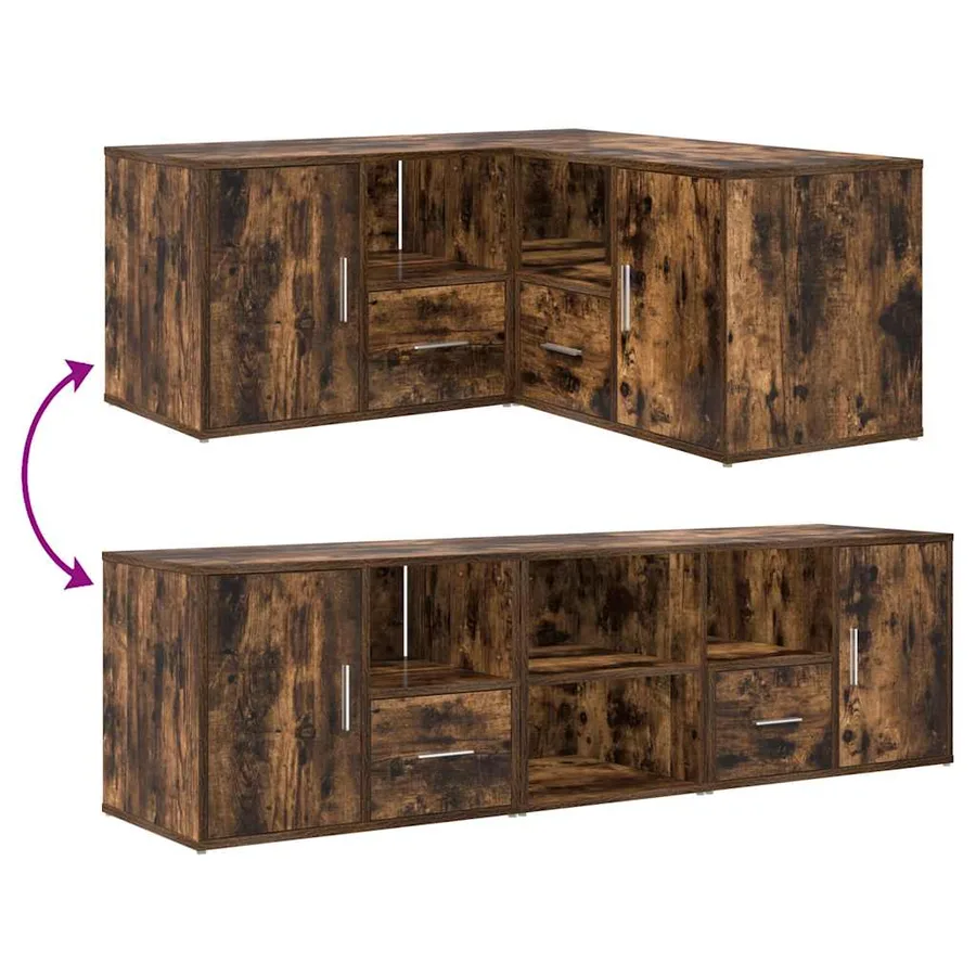 Armoire d'angle chêne fumé 160x40x45 cm bois d'ingénierie - 12