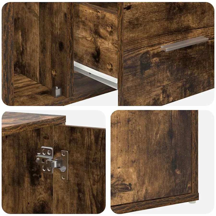 Armoire d'angle chêne fumé 160x40x45 cm bois d'ingénierie - 13