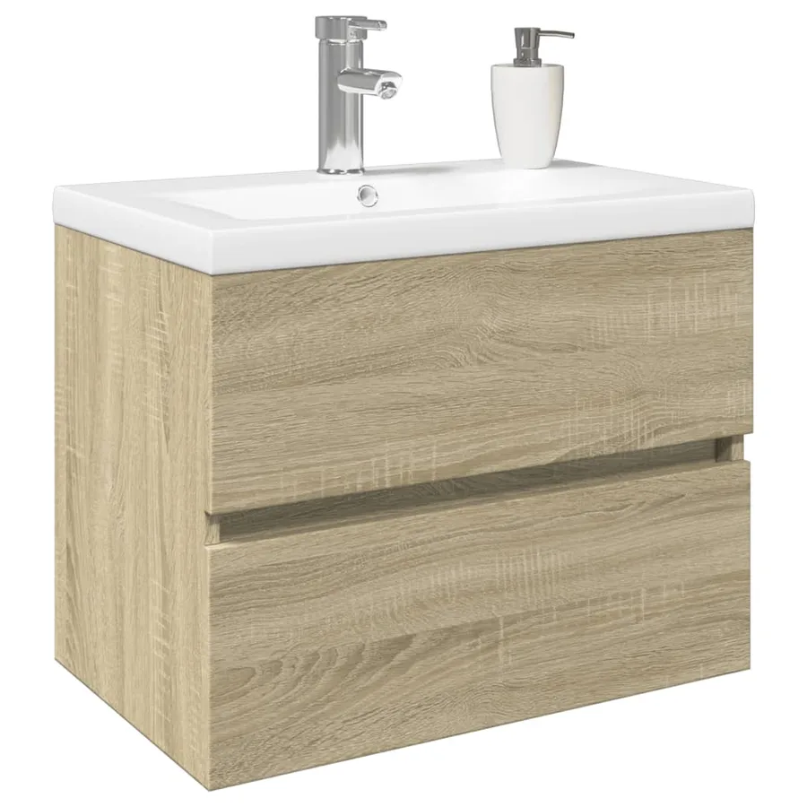 Ensemble de meubles de bain 2pcs céramique et bois d'ingénierie - 3