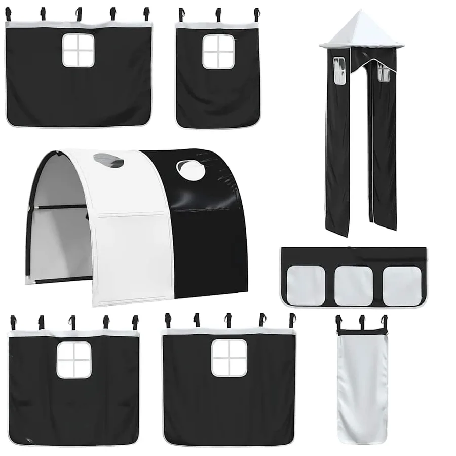 Lit superposé sans matelas avec toboggan blanc noir 90x200 cm - 6
