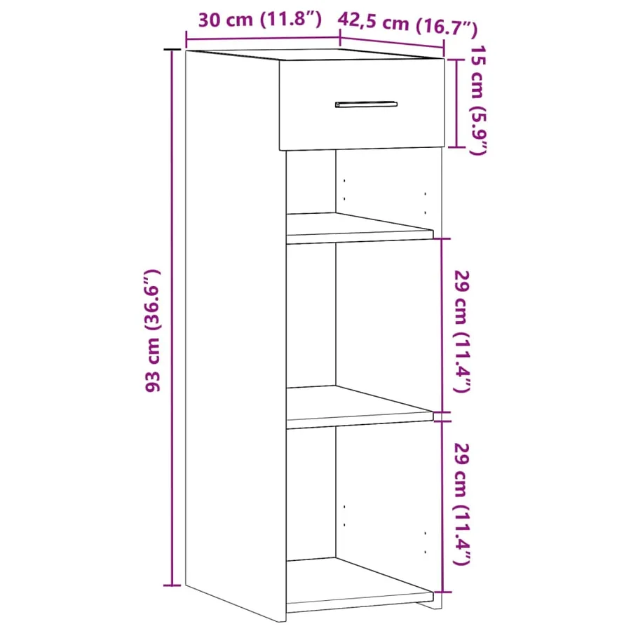 Buffet chêne marron 30x42,5x93 cm bois d'ingénierie - 10