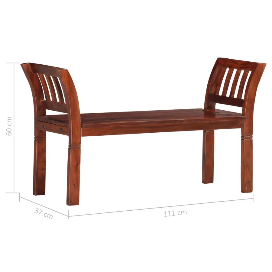 Banc 111 cm Bois d'acacia solide - 7