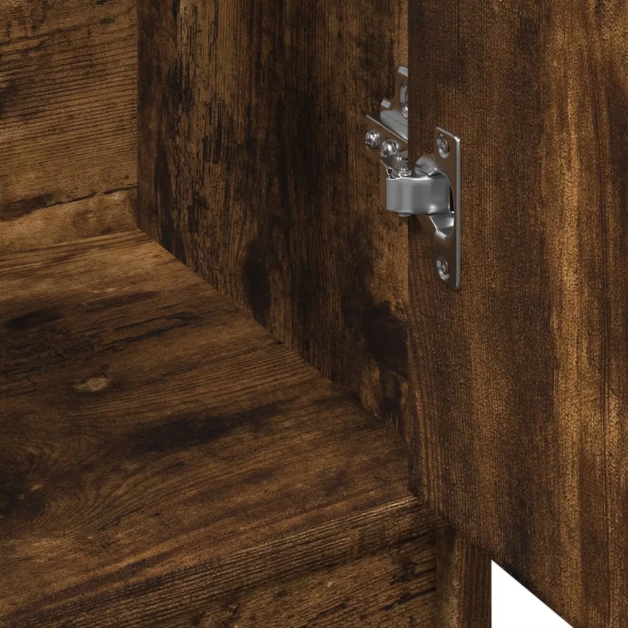 Armoire de lavabo chêne fumé 63x29x55 cm bois d'ingénierie - 9