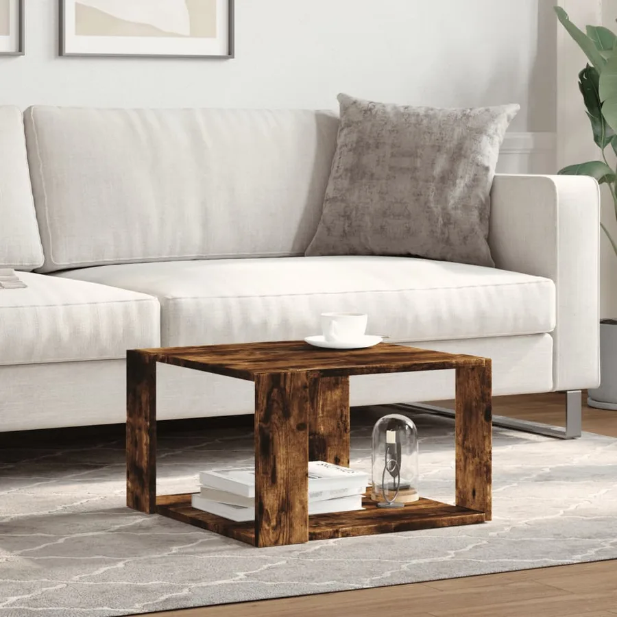 Table basse chêne fumé 51,5x51,5x30 cm bois d'ingénierie - 3
