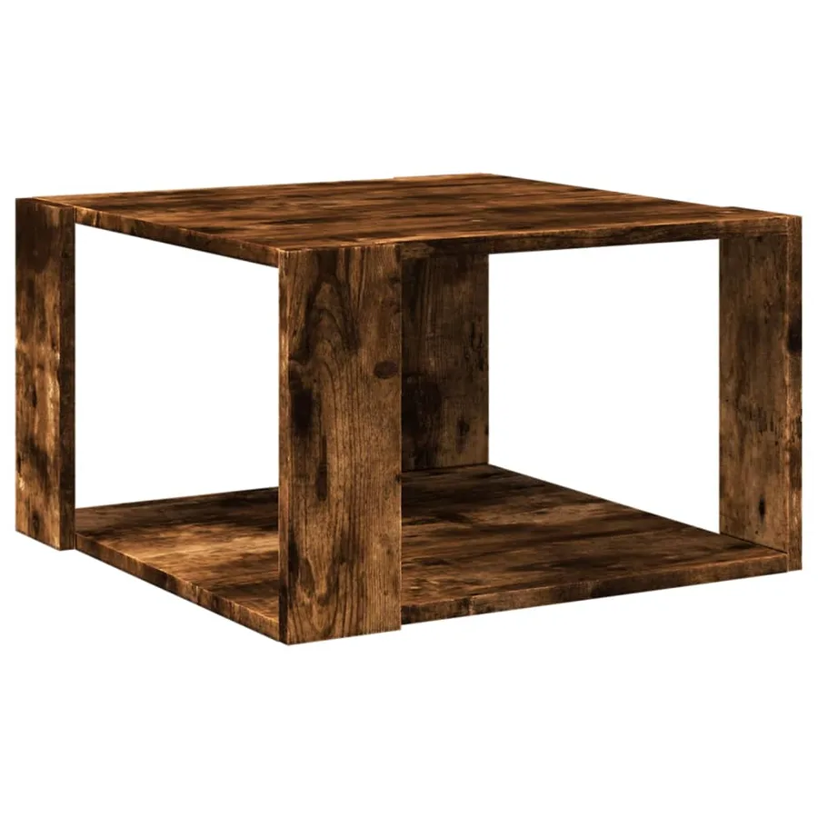Table basse chêne fumé 51,5x51,5x30 cm bois d'ingénierie - 6