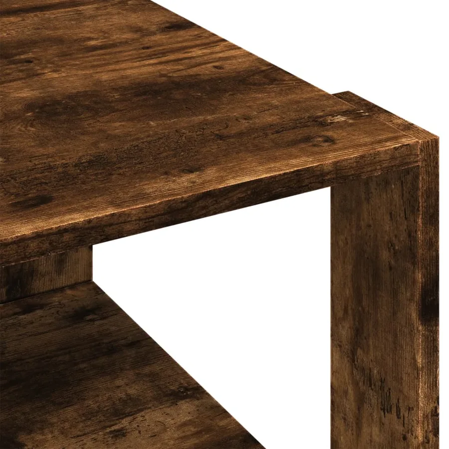 Table basse chêne fumé 51,5x51,5x30 cm bois d'ingénierie - 7