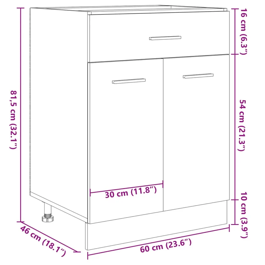 Armoire à tiroirs "Lyon" Chêne Sonoma 60 x 46 x 81,5 cm Bois d'ingénierie - 12