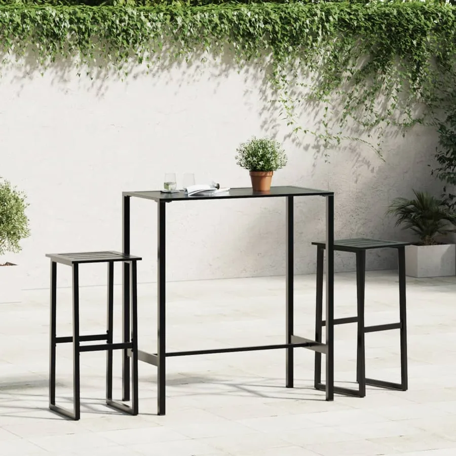 Tabourets de bar lot de 2 noir acier enduit de poudre - 3