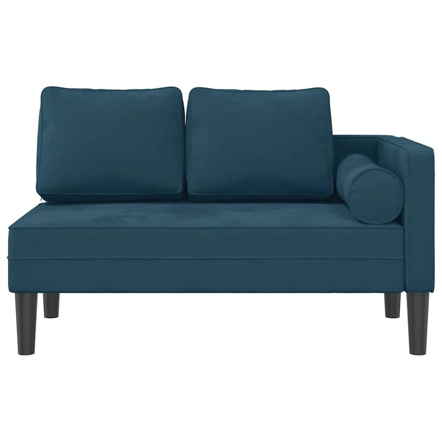 Chaise longue avec coussins bleu velours - 3