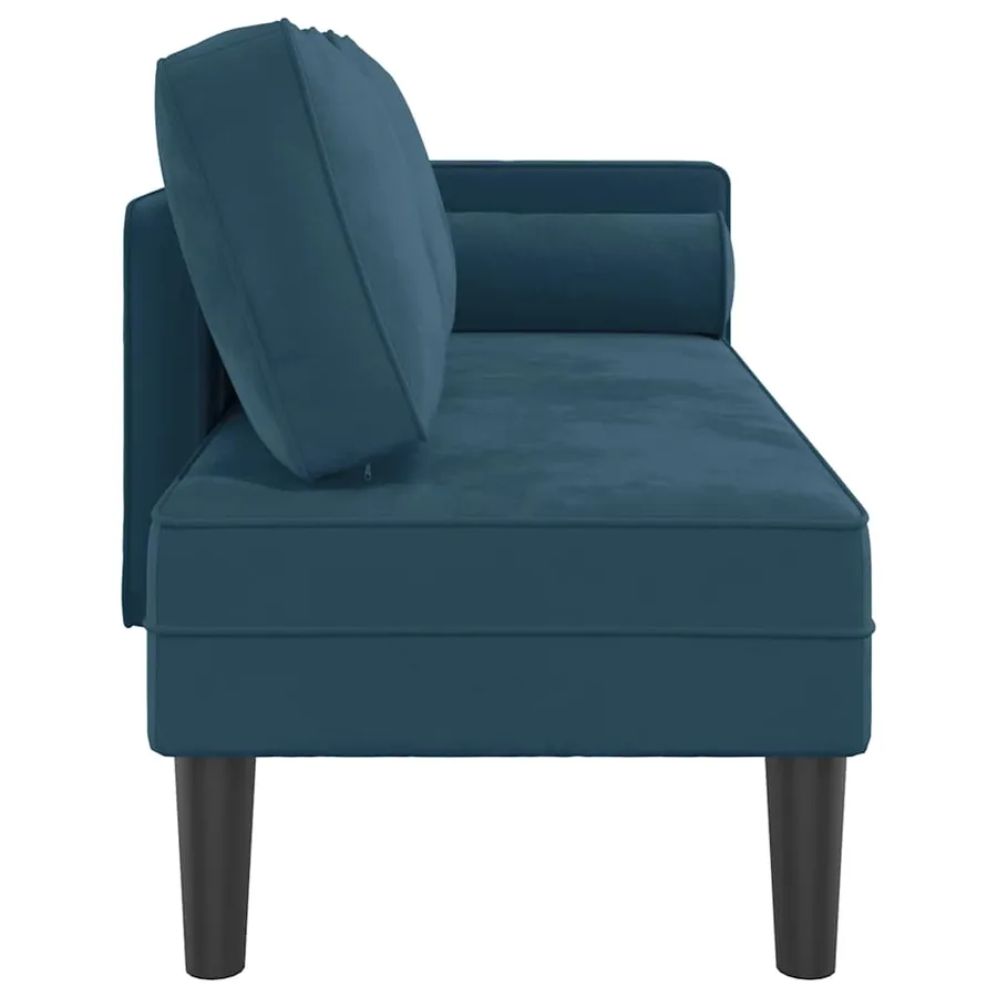 Chaise longue avec coussins bleu velours - 4