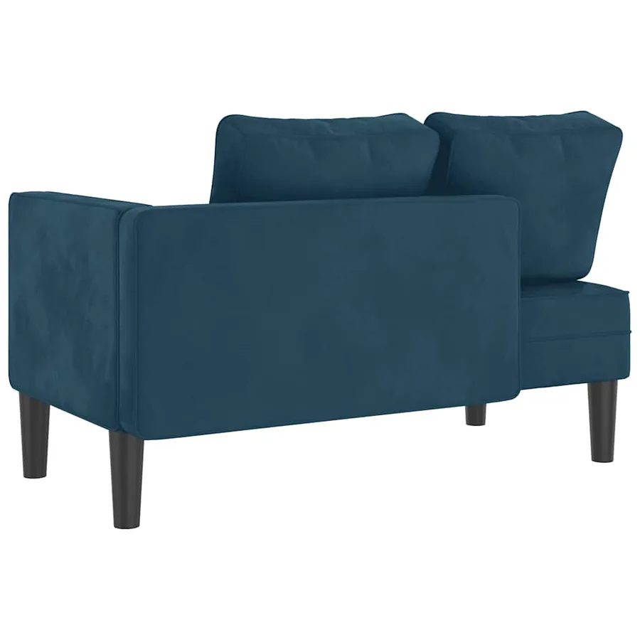 Chaise longue avec coussins bleu velours - 5