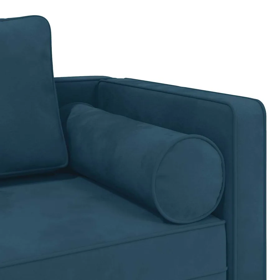 Chaise longue avec coussins bleu velours - 6