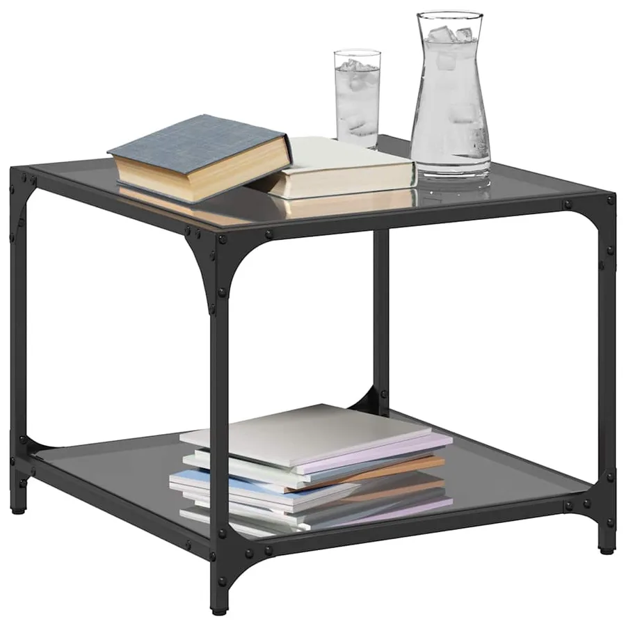 Tables basses avec dessus en verre noir 2 pcs 50x50x40 cm acier - 3