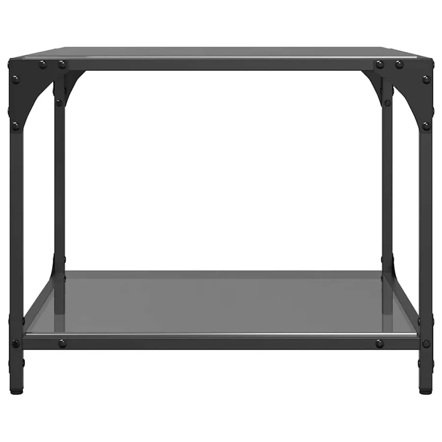 Tables basses avec dessus en verre noir 2 pcs 50x50x40 cm acier - 5