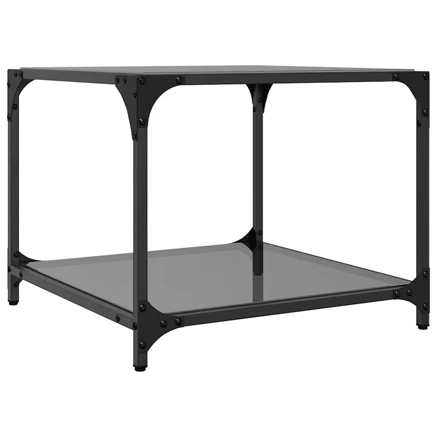 Tables basses avec dessus en verre noir 2 pcs 50x50x40 cm acier - 6