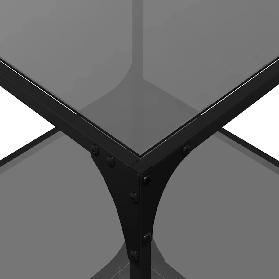 Tables basses avec dessus en verre noir 2 pcs 50x50x40 cm acier - 8