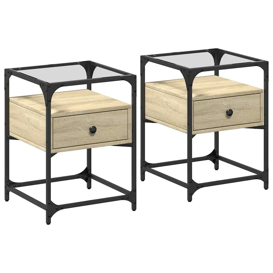 Tables de chevet 2 pcs chêne sonoma 40x40x55 cm bois ingénierie - 2