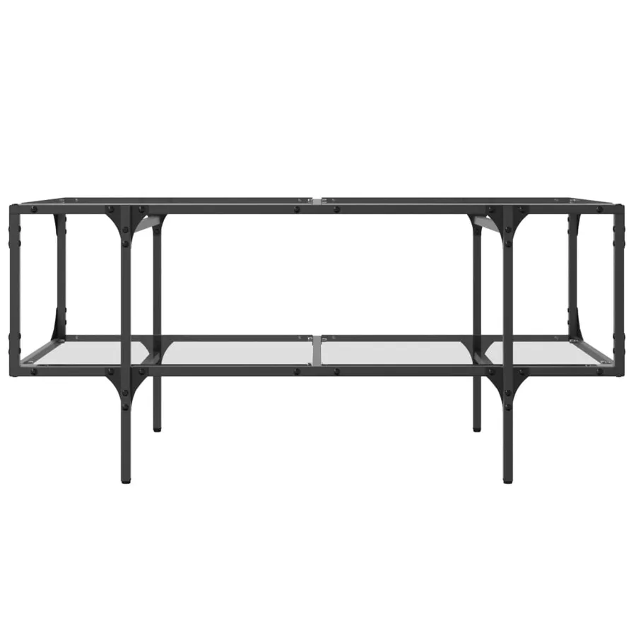 Table basse avec dessus en verre transparent 98,5x50x45cm acier - 4