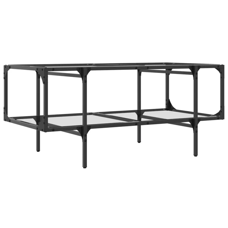 Table basse avec dessus en verre transparent 98,5x50x45cm acier - 6