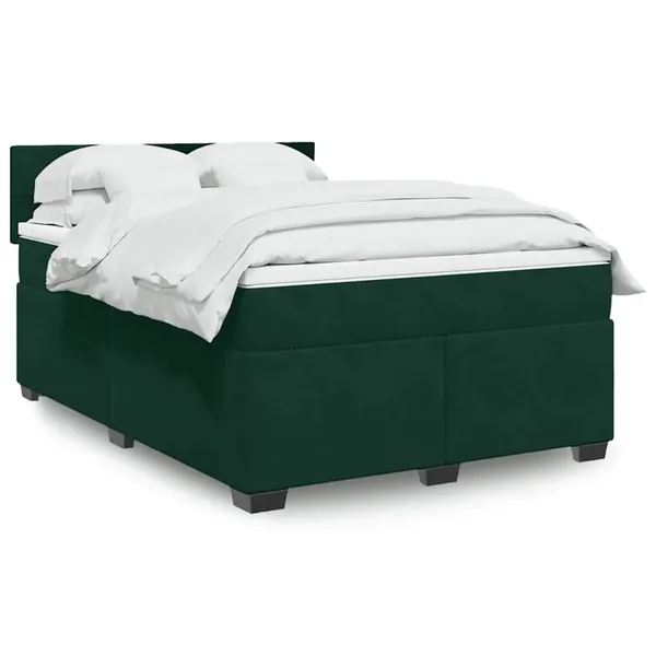 Sommier à lattes de lit et matelas Vert foncé 140x190cm Velours