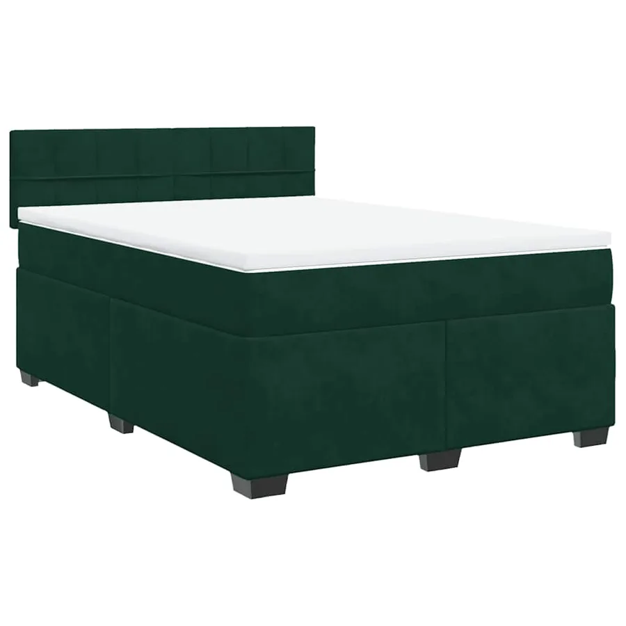 Sommier à lattes de lit et matelas Vert foncé 140x190cm Velours - 2