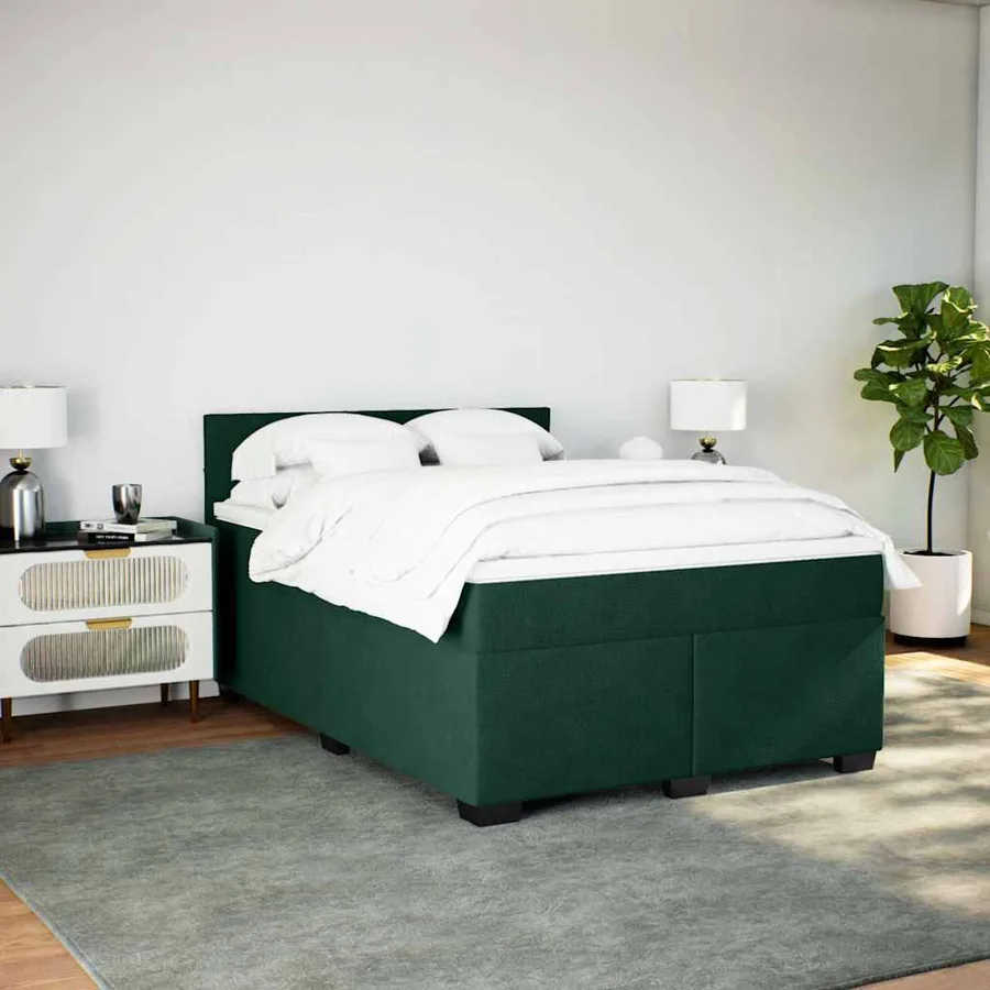 Sommier à lattes de lit et matelas Vert foncé 140x190cm Velours - 3