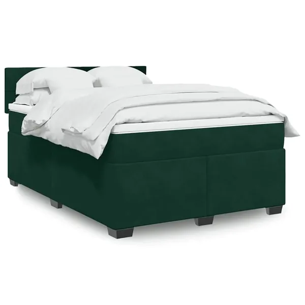 Sommier à lattes de lit et matelas Vert foncé 140x190cm Velours