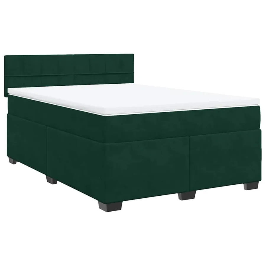 Sommier à lattes de lit et matelas Vert foncé 140x190cm Velours - 3