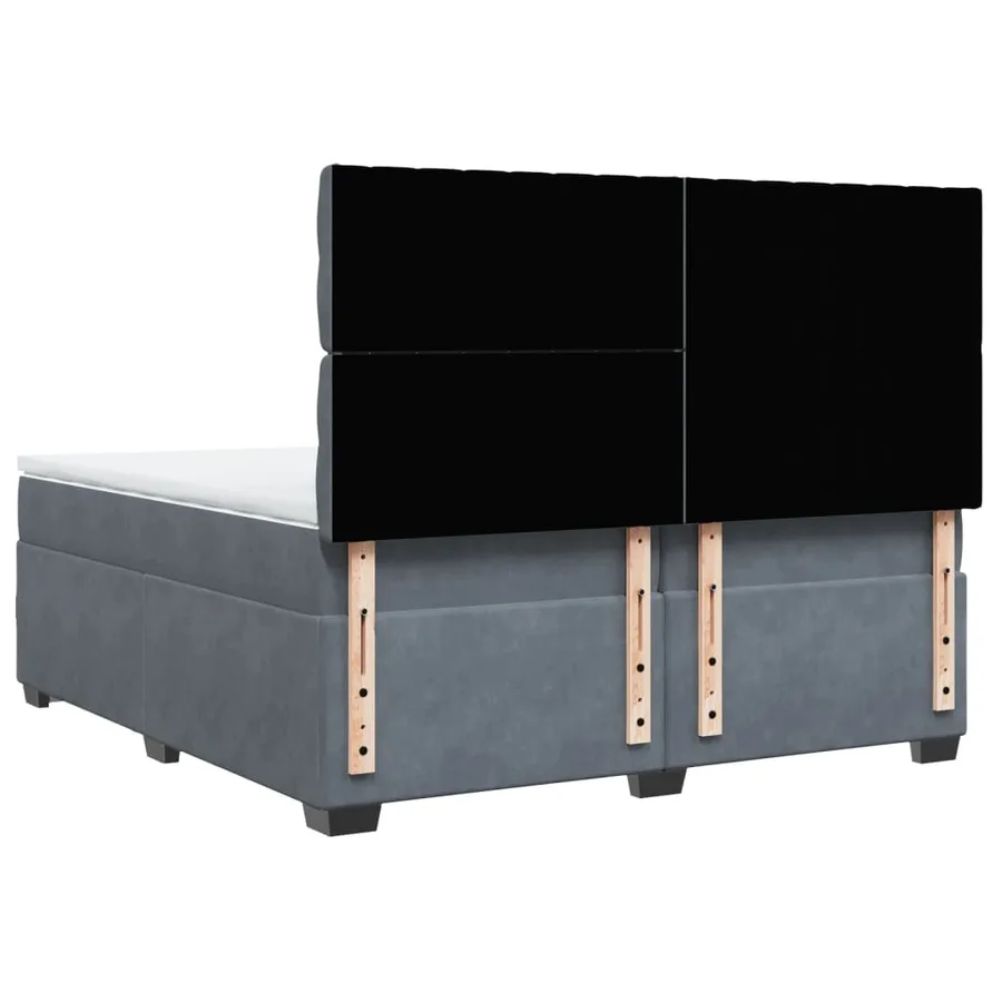 Sommier à lattes de lit et matelas Gris foncé 200x200cm Velours - 10