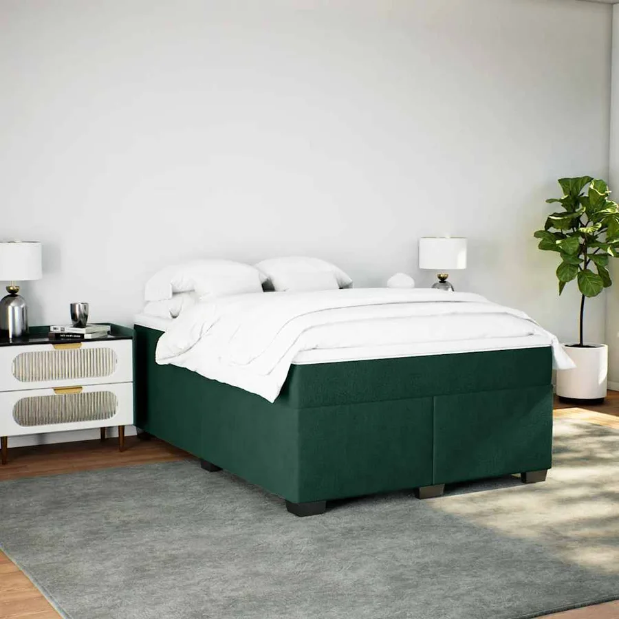 Sommier à lattes de lit et matelas Vert foncé 140x190cm Velours - 3