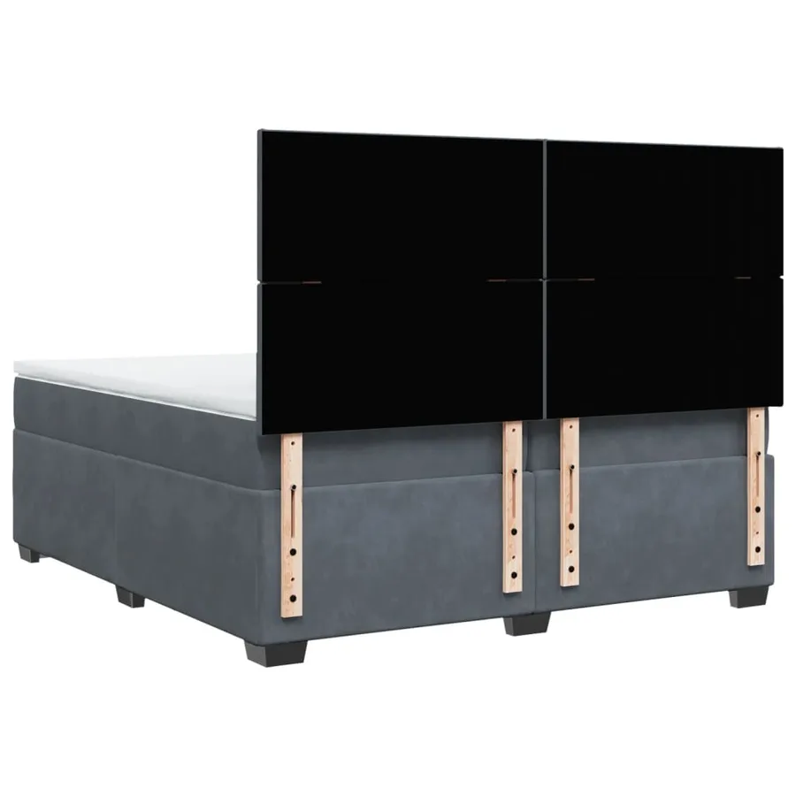 Sommier à lattes de lit et matelas Gris foncé 200x200cm Velours - 10