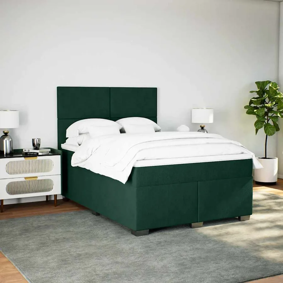 Sommier à lattes de lit et matelas Vert foncé 140x190cm Velours - 3
