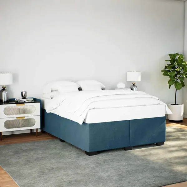 Cadre de lit sans matelas bleu 140x190 cm velours