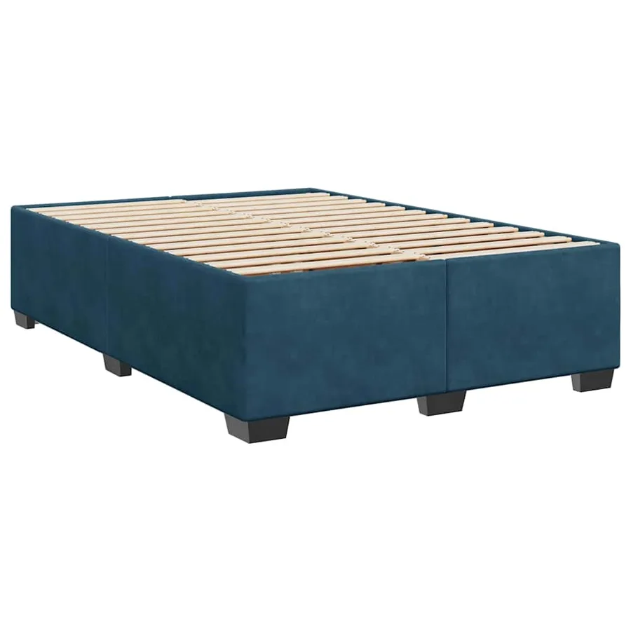 Sommier à lattes de lit et matelas bleu 140x190 cm velours - 8