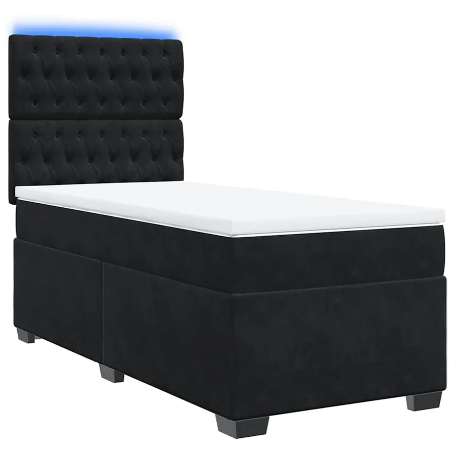 Sommier à lattes de lit avec matelas Noir 100x200 cm Velours - 3