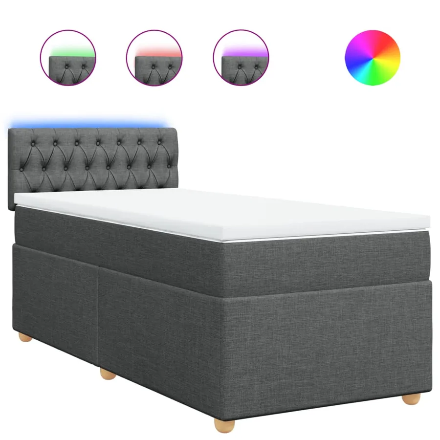 Sommier à lattes de lit avec matelas Gris foncé 80x200 cm Tissu - 2
