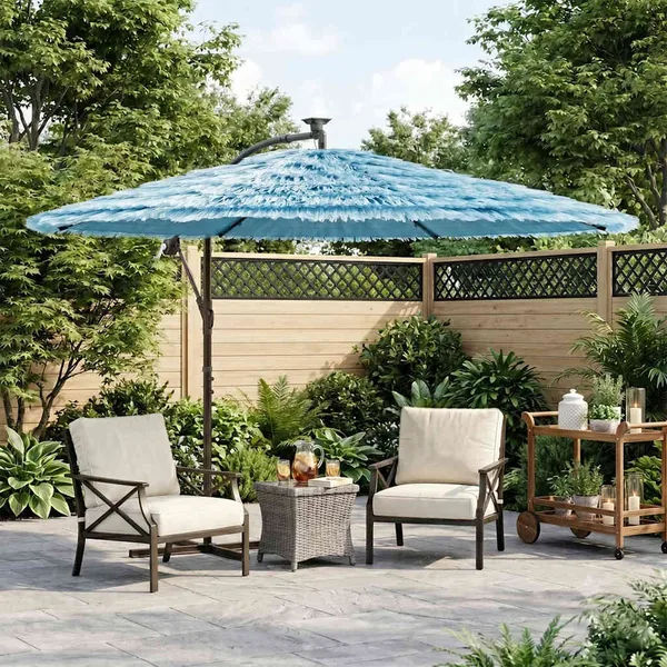 Parasol de jardin avec mât en acier bleu 269x269x235 cm