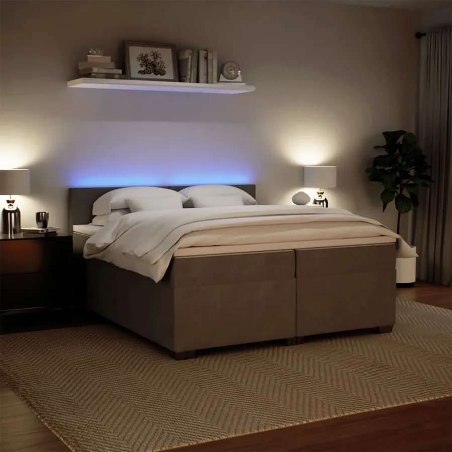 Sommier à lattes de lit et matelas Gris clair 200x200cm Velours - 4