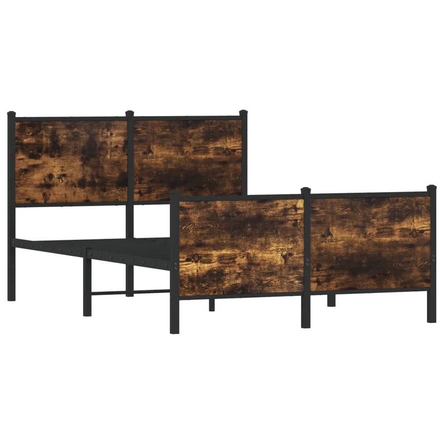 Cadre de lit en métal sans matelas chêne fumé 120x200 cm - 3