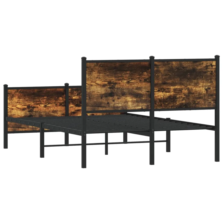 Cadre de lit en métal sans matelas chêne fumé 120x200 cm - 7