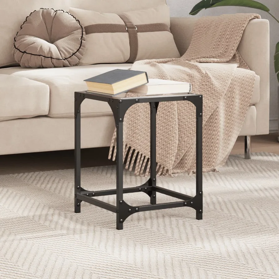 Table basse avec dessus en verre transparent 30x30x40 cm acier - 3