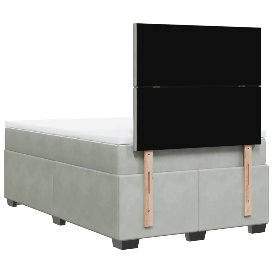 Sommier à lattes de lit et matelas gris clair 120x190cm velours - 10