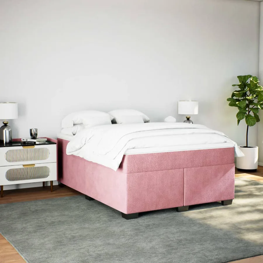 Sommier à lattes de lit avec matelas Rose 140x190 cm Velours - 3
