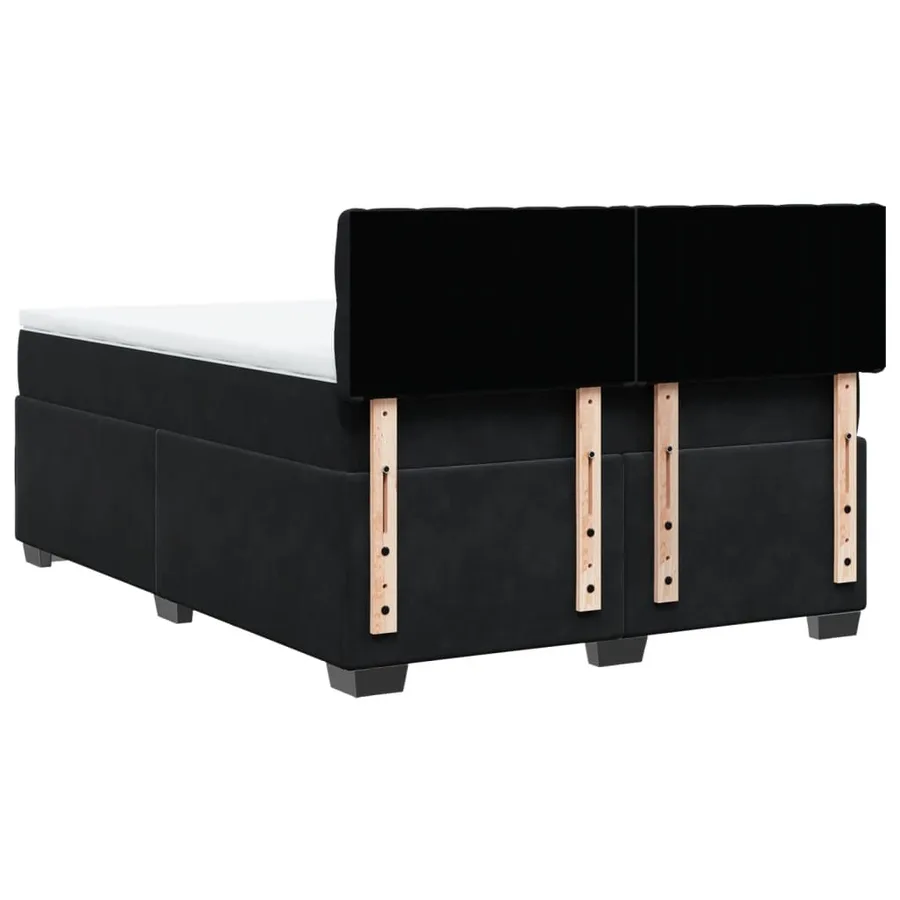 Sommier à lattes de lit avec matelas Noir 140x190 cm Velours - 10